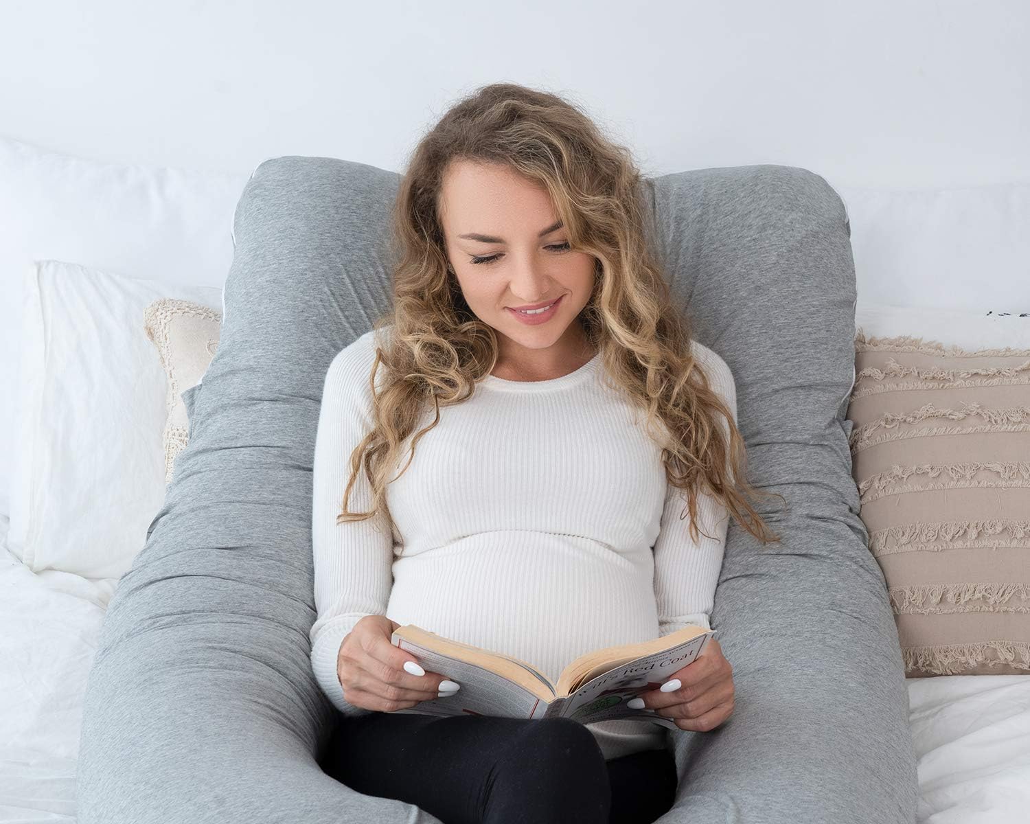 AngQi Full Pregnancy Pillow - Maternity Body Pillow for Pregnant Women - with Cool Jersey Cover: Home & Kitchen