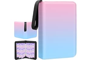 WINSING Card Binder 4 Pocket, 400 Pockets Card Holder Compatible with Game Cards Gift for Girls, Trading Card Binder Album Case Book Storage For Photocards, Small,Pink