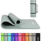 MSPORTS Yoga Mat Premium Non Slip Thick – Extra Comfortable Exercise Mat for Home Workouts, Pilates, Stretching & Gym – Cushioned NBR Foam, Gym Mat with Strap, for Women & Men