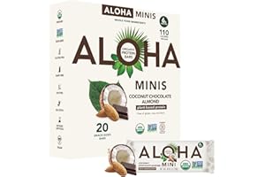 ALOHA Organic Plant Based Protein Bar MINIS |Coconut Chocolate Almond | 20 Count, 24g Bars | Vegan, Low Sugar, Gluten Free, Paleo, Low Carb, Non-GMO, Stevia Free, Soy Free, No Sugar Alcohols