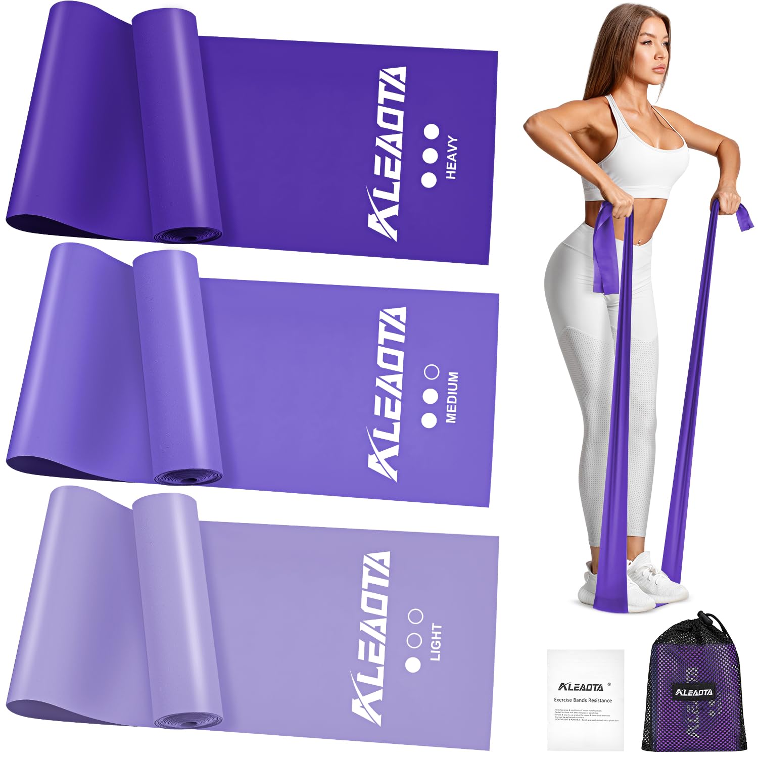 Aleaota Resistance Bands, Exercise Bands Set for Physical Therapy, Work Out Bands for Yoga, Pilates,Strength Training, Gym, Fitness, Rehab, Stretch Bands for Working Out Women