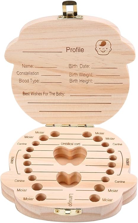 Baby Girl Boy Cute madera dientes de almacenamiento Caja de ...