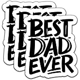 (3pcs) Best Dad Ever Sticker – Dad Stickers for Dads, Daddy, Papa, Father's Day – Waterproof Vinyl Decals for Laptop, Water Bottle, Car, Mug, 3" X 2.5"
