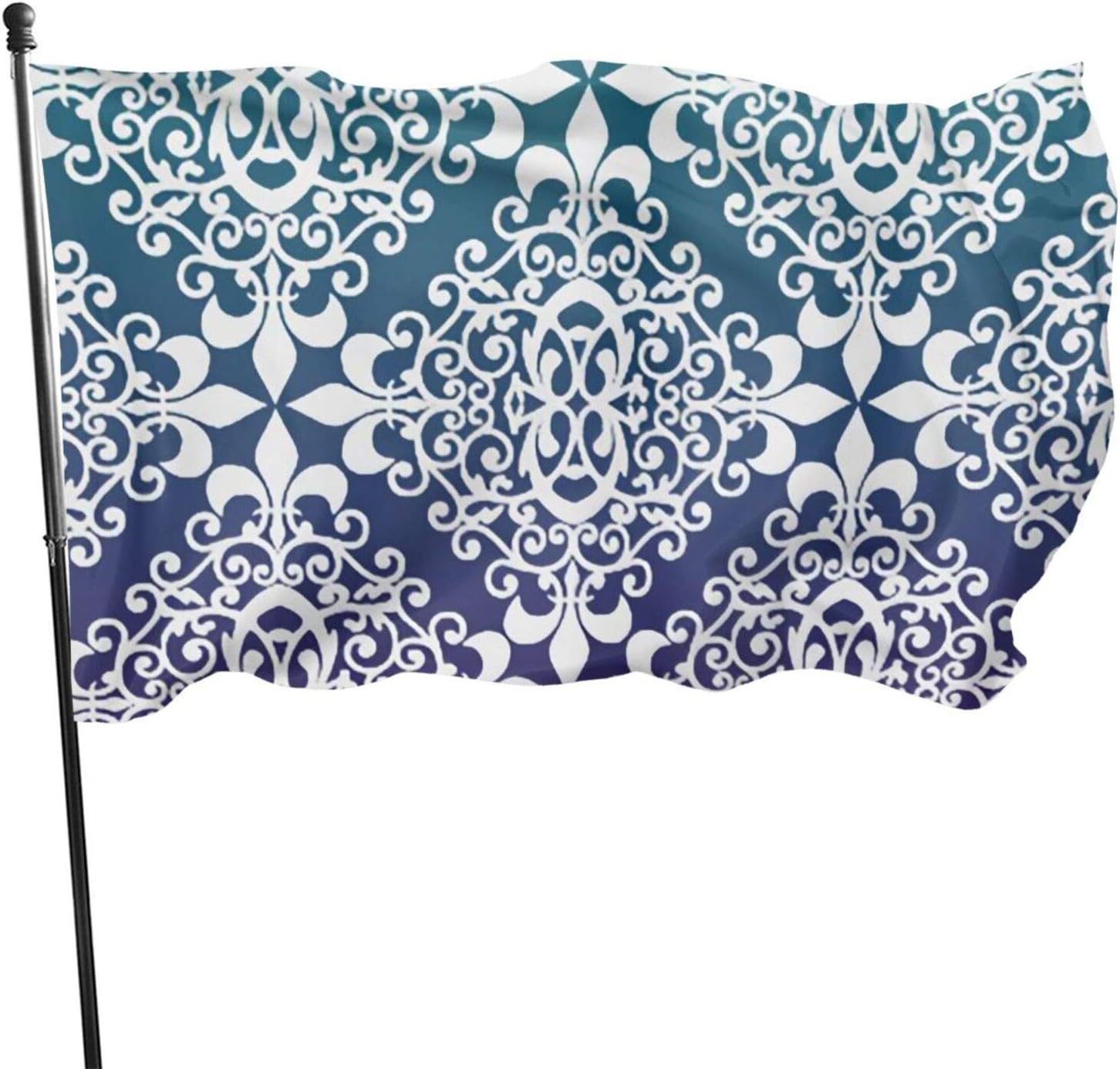 Tberj92P Weather Resistant Purple and Teal Damask Garden Flag