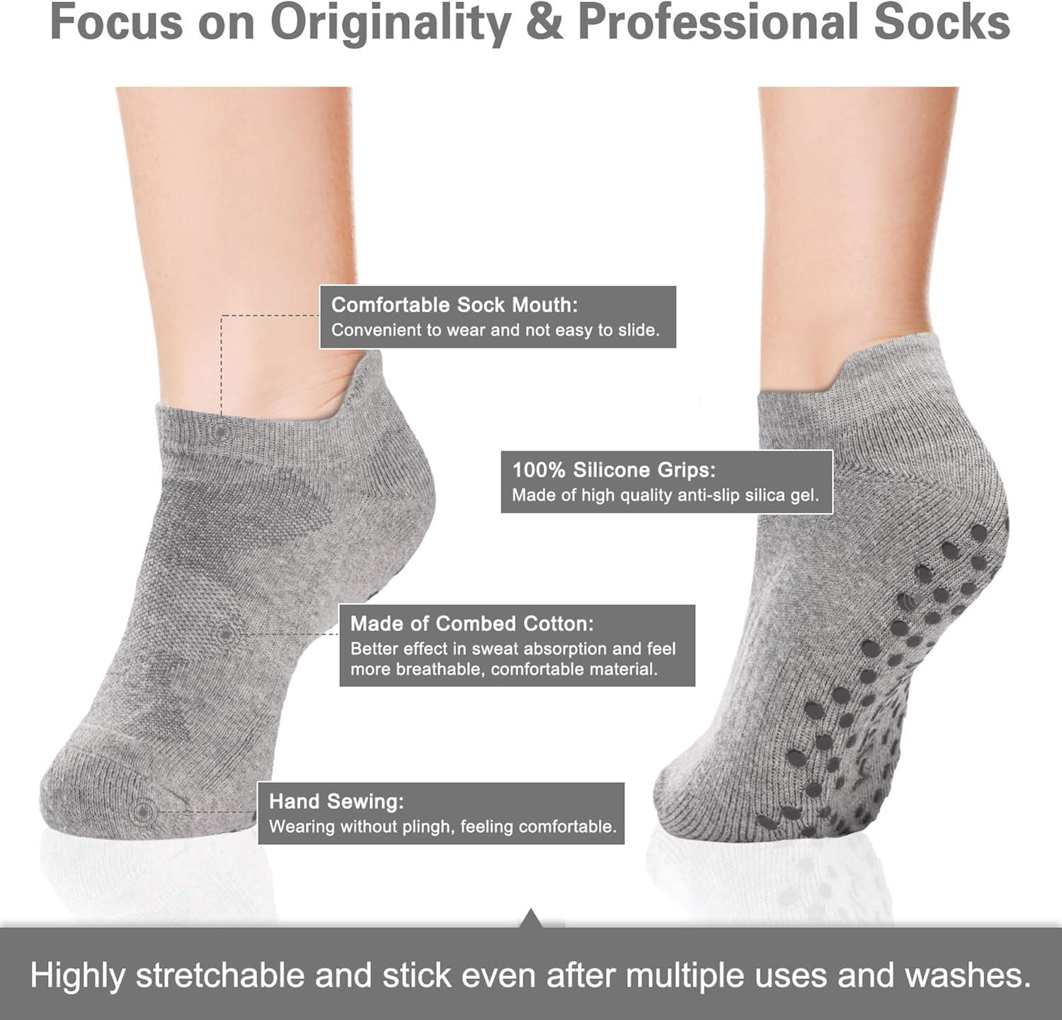 Fiream Mens Non-slip Yoga Socks Thick Anti-Skid Socks with Grips Barre Dance Pilates Socks 3 Pairs 3 Colors1 at  Men’s Clothing store