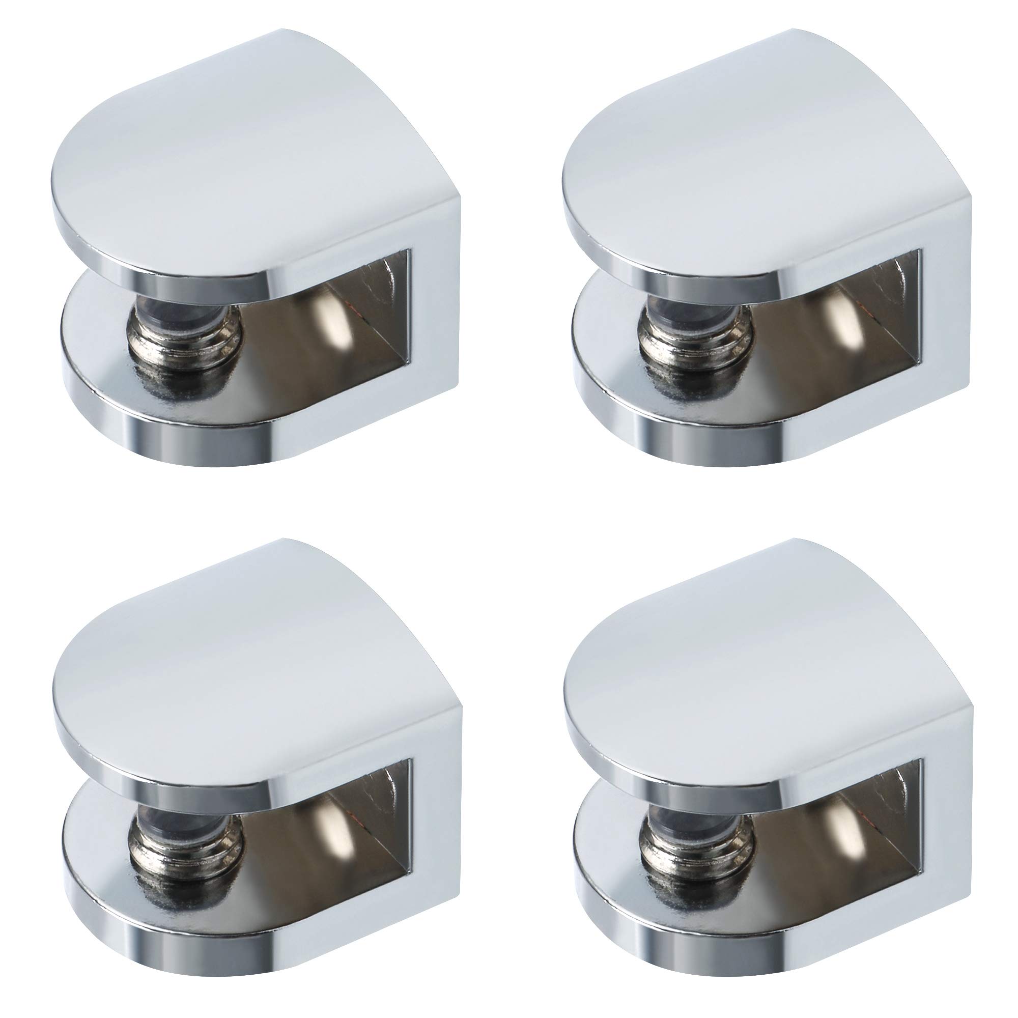 Sayayo Glass Shelf Brackets, Glass Clamp Shelf Supports, Adaptive 7-9MM Thickness, Metal Chromed Finished, 4 Pcs
