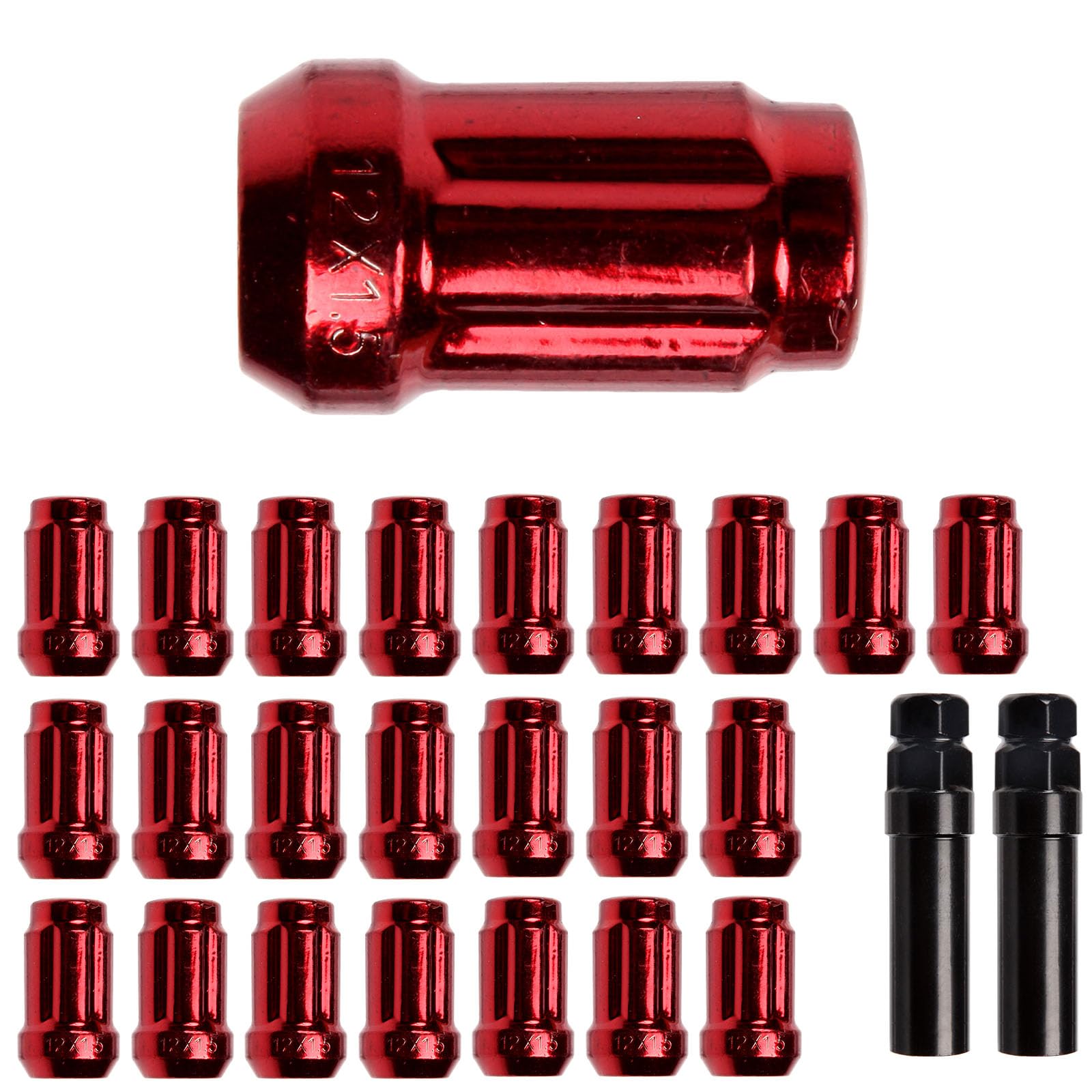 Photo 1 of ***MISSING PIECES*** SCITOO M12x1.5 Wheel Lug Nuts Red,24PCS Spline Closed End Socket Thread 12x1.5 Lug nut for 1997-2016 Toyota for 4runner Avalon for Yaris for Tundra (24pc Lug Nuts+ 2 Tools)