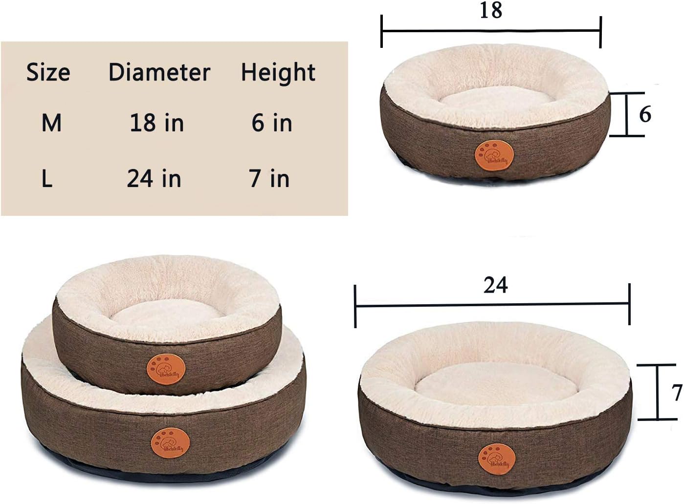 HACHIKITTY Washable Donut Cat Bed Round, Cat Beds Indoor Cats Medium, Small Cat Bed Machine Washable, 18 : Pet Supplies