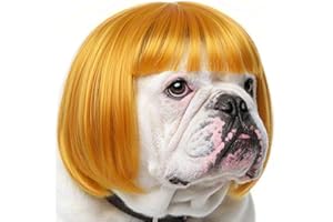 FISHBOY Funny Dog Wig for Small Medium and Large Dogs with Adjustable Elastic Bands, Trimmable Pet Costume Cat Cosplay Decoration for Halloween, Christmas, Parties