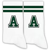 GRXXPIP Dark Green Initial Stripes Socks,Letter Socks Gifts for Christmas,St. Patrick's Day,Back-to-school Season,etc.