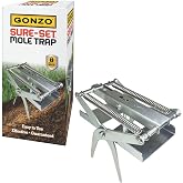 Gonzo Sure-Set Heavy Duty Zinc Plated Steel Mole Killer Trap - In-Ground Scissor Mole Traps with Sensitive Trigger &amp; Powerful Spring-Loaded Design - No Bait Required