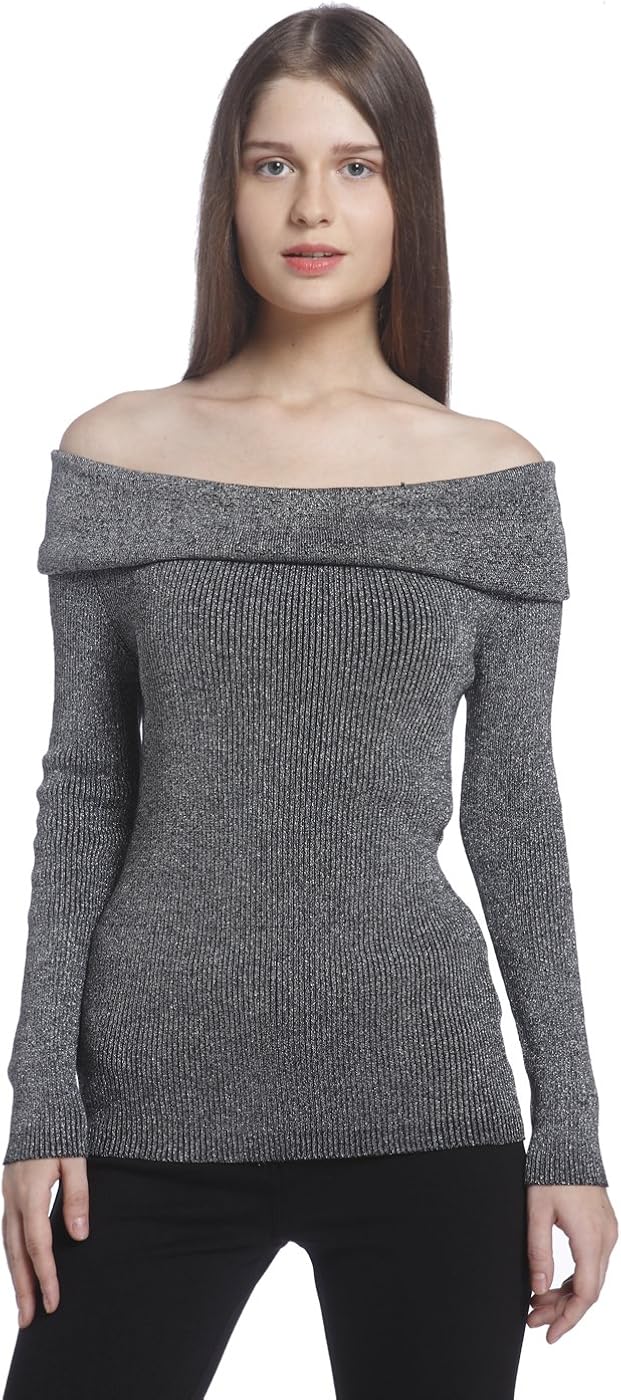 Vero Moda Womens Off Shoulder Blouse Black Silver