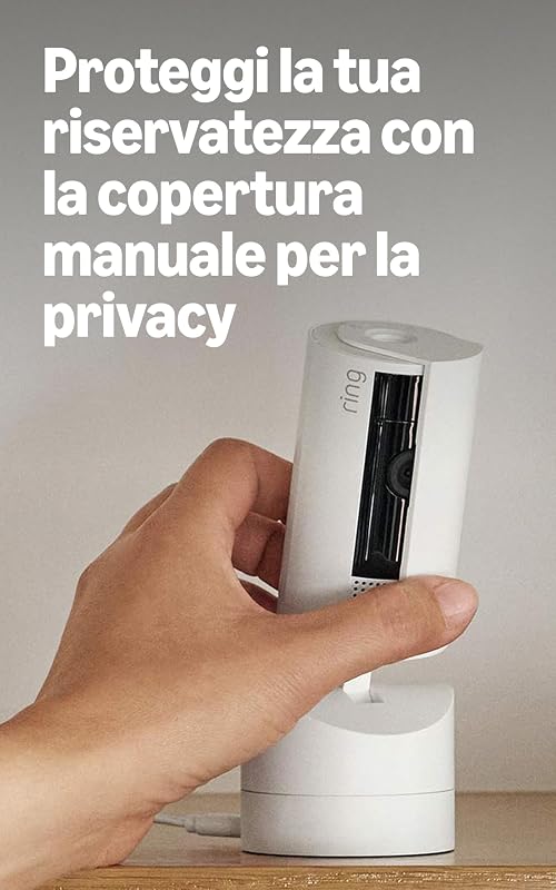 Videocamera interna inclinabile Ring (Pan-Tilt Indoor Camera) | Videocamera di sicurezza plug-in | Panoramica 360°, inclinazione 169° | Ring Protect: 30 gg. prova gratuita