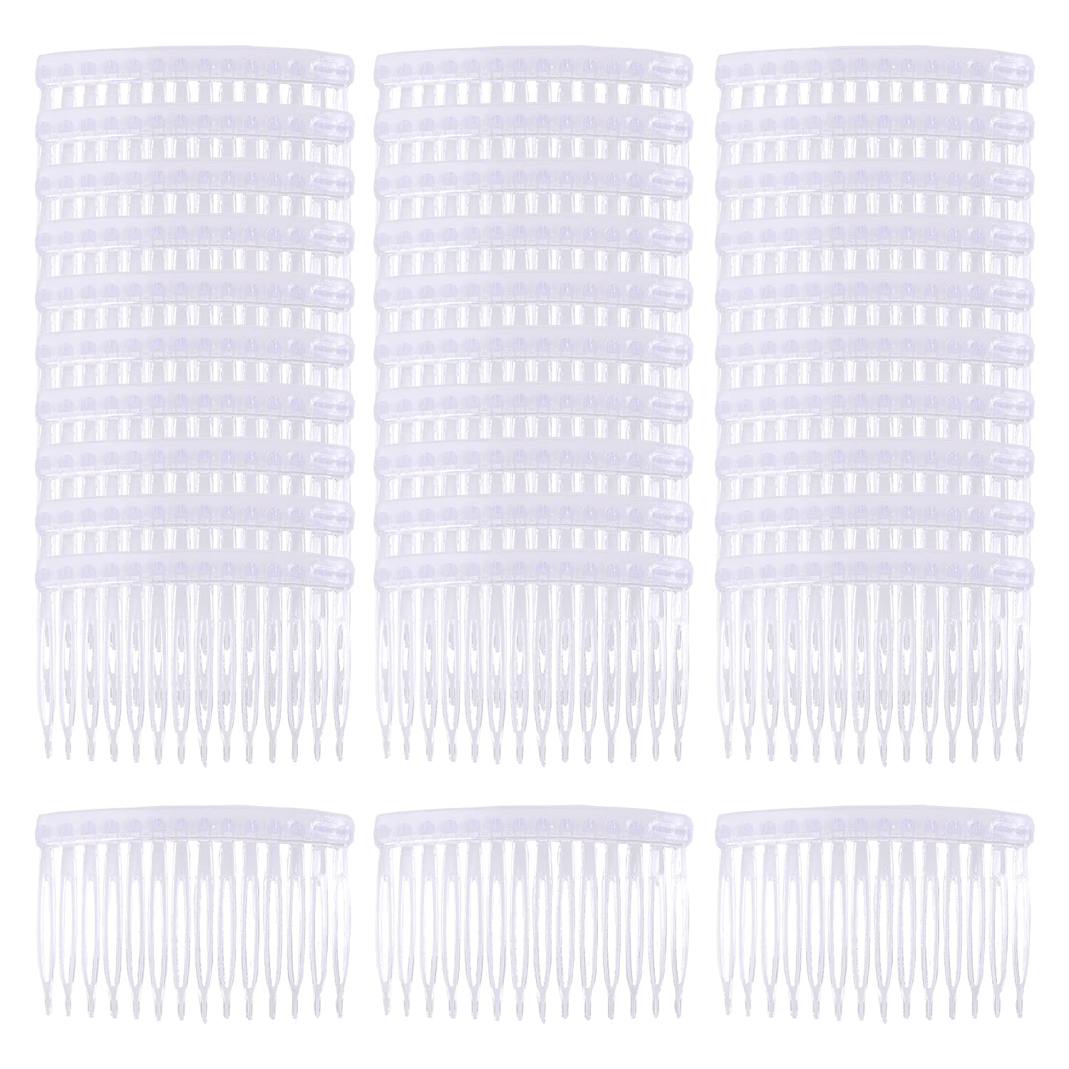 Cinaci 30 Pack Clear White Black Brown Plastic Hair Side Combs Slides Bun Holder with 14 Teeth DIY Headpieces Clips Grips Barrettes Accessories for Women Girls Wedding Brides Veil (Clear)