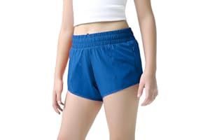 Aurefin Girls Lightweight Athletic Shorts, Quick Dry Running Shorts with Zip Pocket, Workout Sports Short for Teen Kids