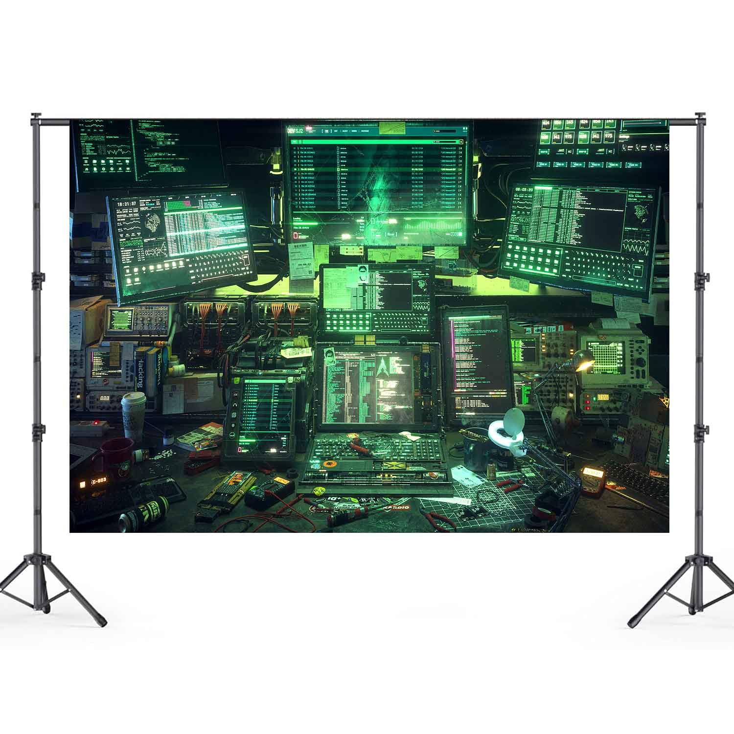 Photo 1 of LATETOMT 7x5ft Technology Computer Photo Backdrop Computer Data Photo Background Computer Repair Workstation Background Party Decorations Photoshoot Background Photo Booth Studio LTMBDJ235