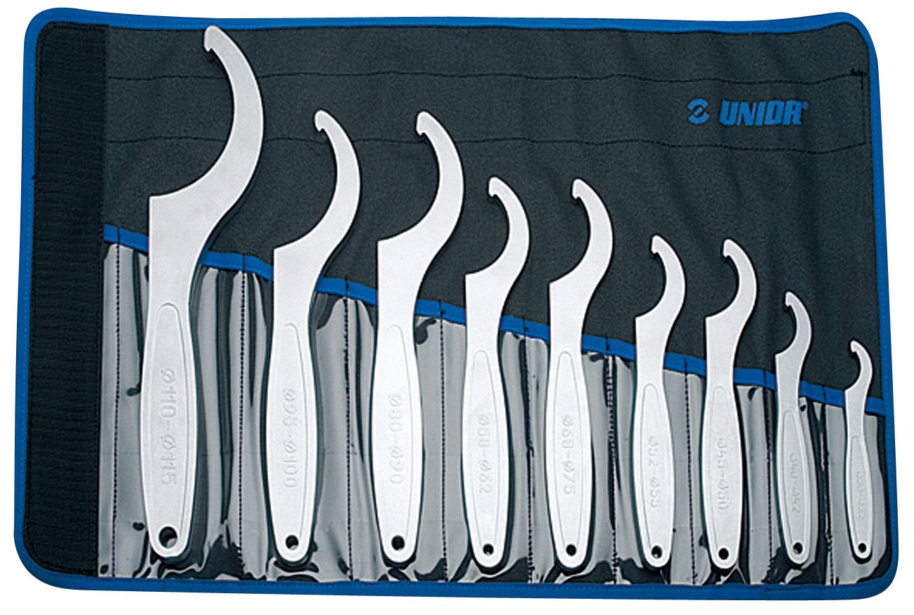 Unior 255/2ct Hook Wrench with Nose, Set in Roll-Up Pouch