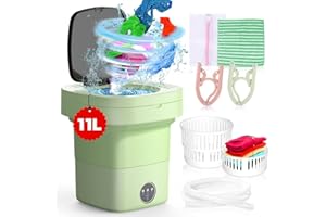 ASINGLEER Portable Washing Machine, 11L Mini Washing Machine with 3 Cleaning Modes, Suitable for Baby Clothes, Underwear, Socks, Small Washing Machine Folding Design Suitable for Apartments, Camping & Travel