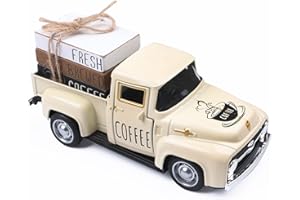 MEPLAIT Coffee Bar Decor Vintage Metal Pickup Truck with Decorative Books Stack Coffee Tiered Tray Decor Farmhouse Kitchen Decor Coffee Decor for Coffee Bar