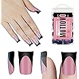 MUTIOVO Black French Tip Short Duck Nail Tips Press on, BERRY PINK Extra Thick Pre-designed Soft Gel Nail Extension, Need Builder gel & Top, Coat Full Cover False Nails for DIY x 12 Sizes 240 pcs