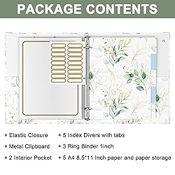 Rouidr 3 Ring Binder with clipboard, 1 inch Binder