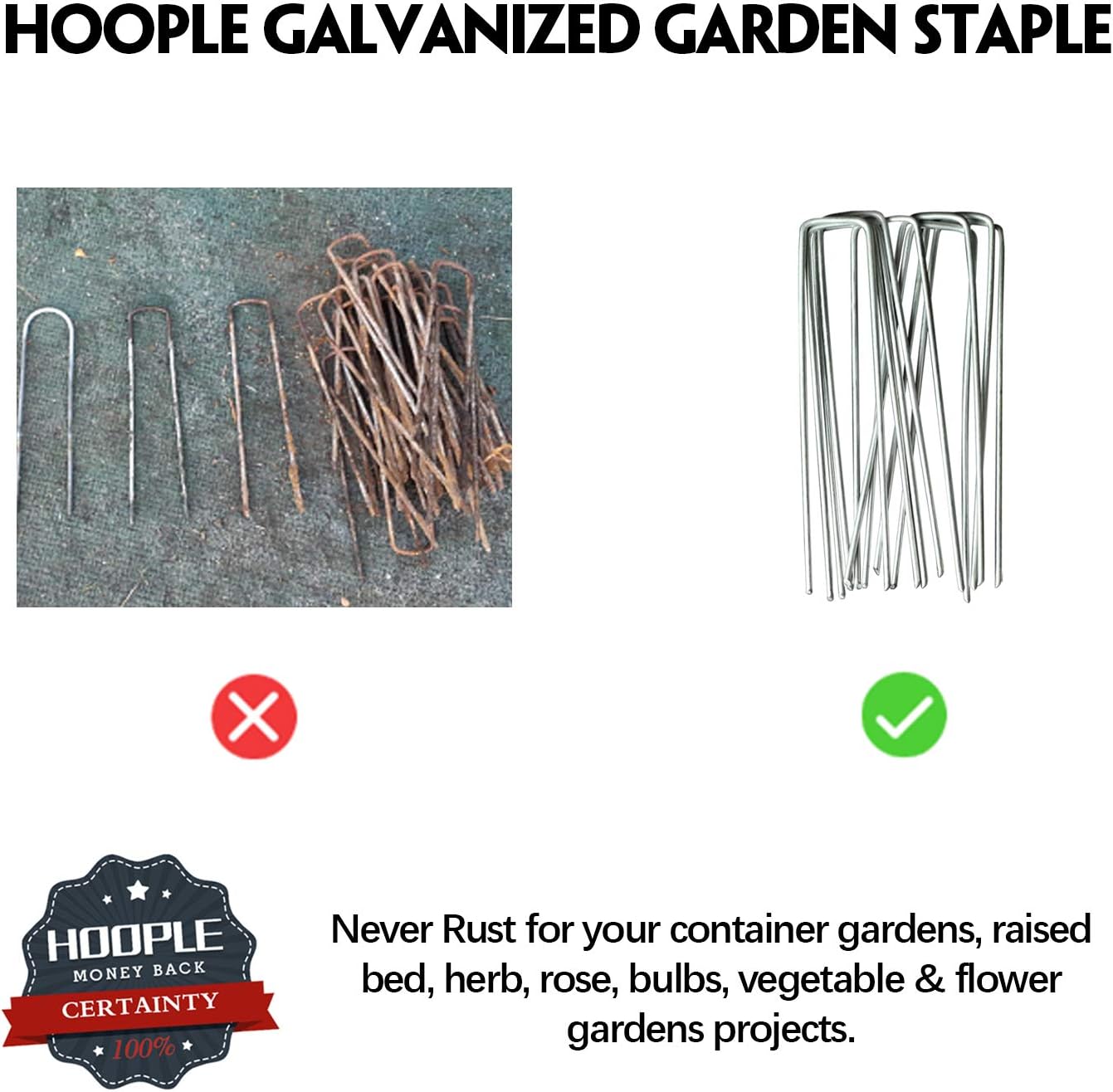 6'' 11 Gauge 100 Pack Heavy Duty U-Shaped Securing Stakes Pins Spikes - Sod Fence Staples for Anchoring Weed Barrier and Landscape Fabric, Netting, Irrigation Hoses, Ground Mat, More Applications : Home Audio & Theater