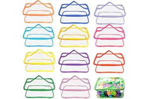 SENONAPO 12 Packs Toy Storage Bags with Zipper PVC Waterproof Toy Bags Plastic Storage Organizer Clear Organizing for Board Games Building Blocks Puzzles Small Kids Books Classroom(Black)