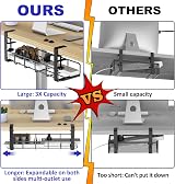 REFLYING Under Desk Cable Management Tray Set, 2 Packs, No-Drill, Black view 2