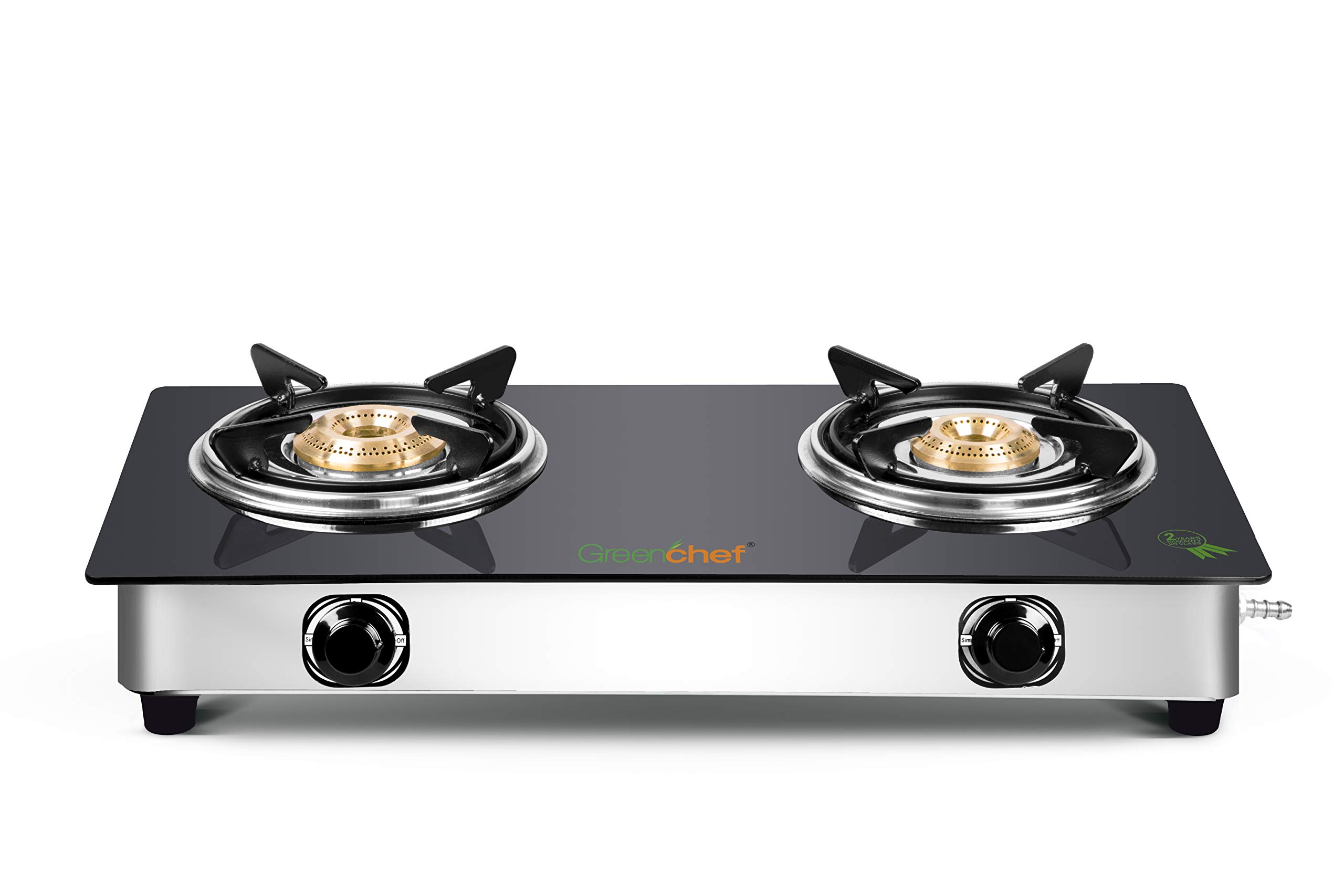 Greenchef Crystal Glass Top Gas Stove, Black (2 Burner) (2 Burner