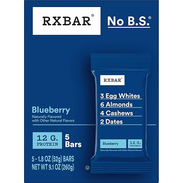 RXBAR PROTEIN BARS, PROTEIN SNACK, SNACK BARS, BLUEBERRY, 9.1OZ BOX (5 COUNT)