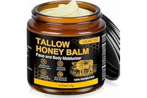 Whipped Beef Tallow Face Cream, 100% Grass-Fed Tallow and Honey Balm, Beef Tallow Skincare Moisturizer for Skin & Face, All N