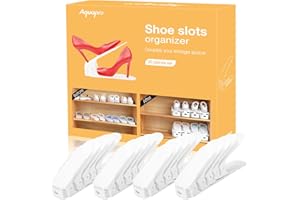 Neprock Shoe Slots Organizer, 20 Pack Adjustable Shoe Rack Stacker Storage Space Saver, Double Deck Shoe Rack Holder for Closet Organization (White)