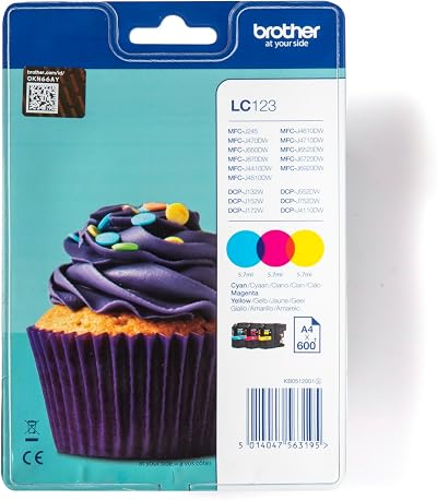 Brother LC123C LC123M LC123Y Inkjet Cartridges Multi-Pack Cyan Magenta Yellow