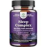 Sleep Support Capsules with Magnesium L-Theanine &amp; GABA - 60 Count | Non-addictive sleep formula with herbal ingredients to support healthy rest &amp; relaxation