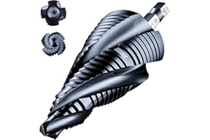 toolant Four Spiral Flute Cobalt Step Drill Bit(Pro Max), 1/4"-1-1/8" Impact Ready Four Spiral Flutes Step Bit, 1/4" Hex Shan
