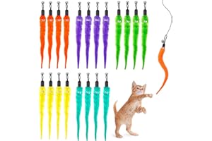 FRAMNG 20 Pcs Cat Worm Replacement Toy, Interactive Cat Wand Toy Refills, Assorted Teaser Refills with Bells, Kitten Wands To