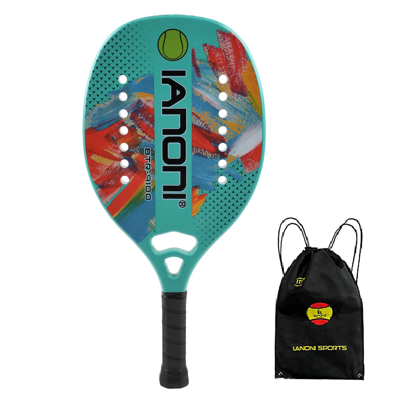 Photo 1 of Beach Tennis Paddle Beach Tennis Racket Carbon Fiber with EVA Memory Foam Core Tennis Paddles-One Paddle+One Carrying Mesh Bag?Blue?