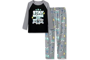 Tebbis 2-Piece Cozy Pajamas For Little/Big Trendy Boys Black Skateboarding Long Sleeves Soft PJs Set Kid Size 6-18
