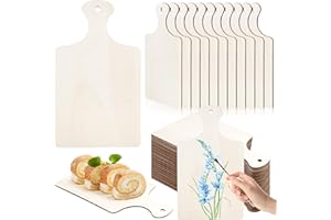60 Pieces Mini Wooden Cutting Board, 9.4" x 5.5" Mini Charcuterie Boards Unfinished Wood Cutting Board Craft with Handle, Bla