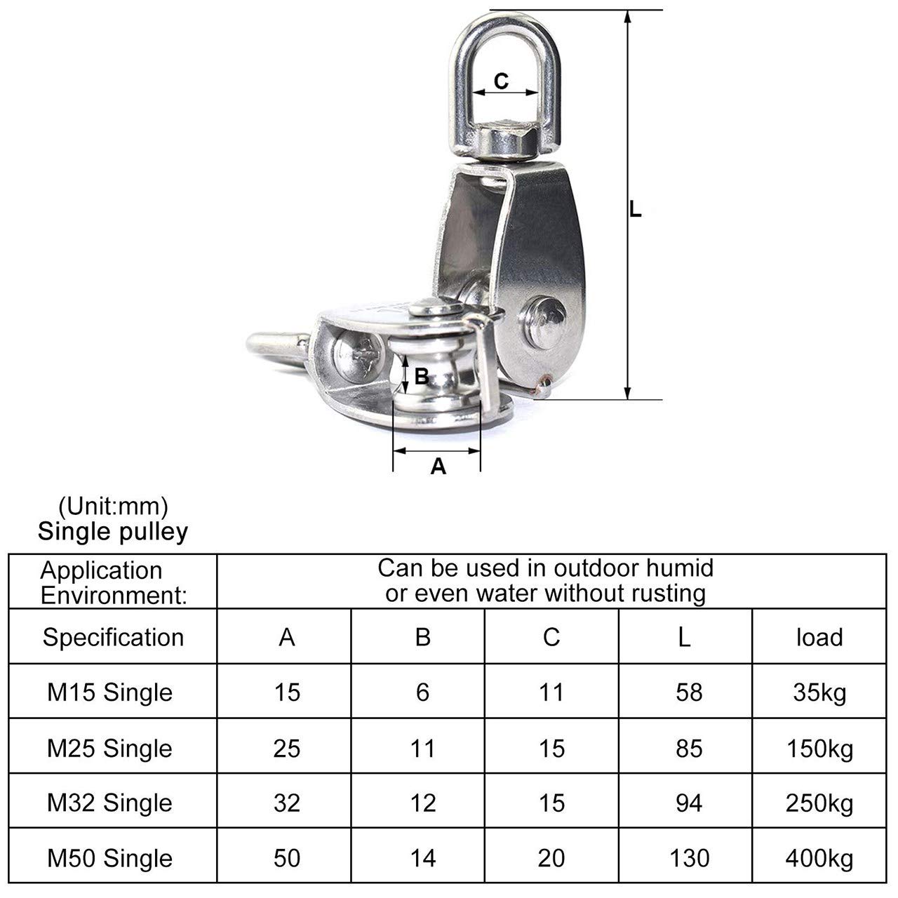 2 Pezzi M25 Puleggia In Acciaio Inossidabile,Puleggia Singola - Foto 9