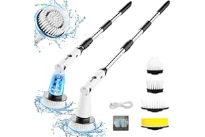 SWTROOM Electric Spin Scrubber, 2024 New Bathroom Cleaner, Power Shower Cleaning Brush with Extendable Handle & 4 Brush Heads, Shower Scrubber for Bathtub Tile Grout Kitchen Window and Floor