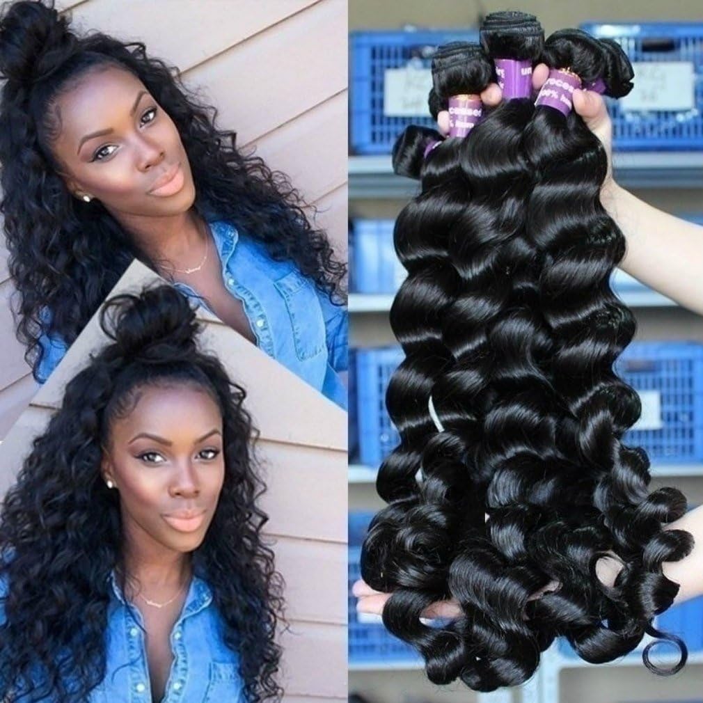 Obzer USA 7A Brazilian Virgin Hair Extensions Human Hair Weave Weft Remy hair Loose Wave Hair (12inch 100g)