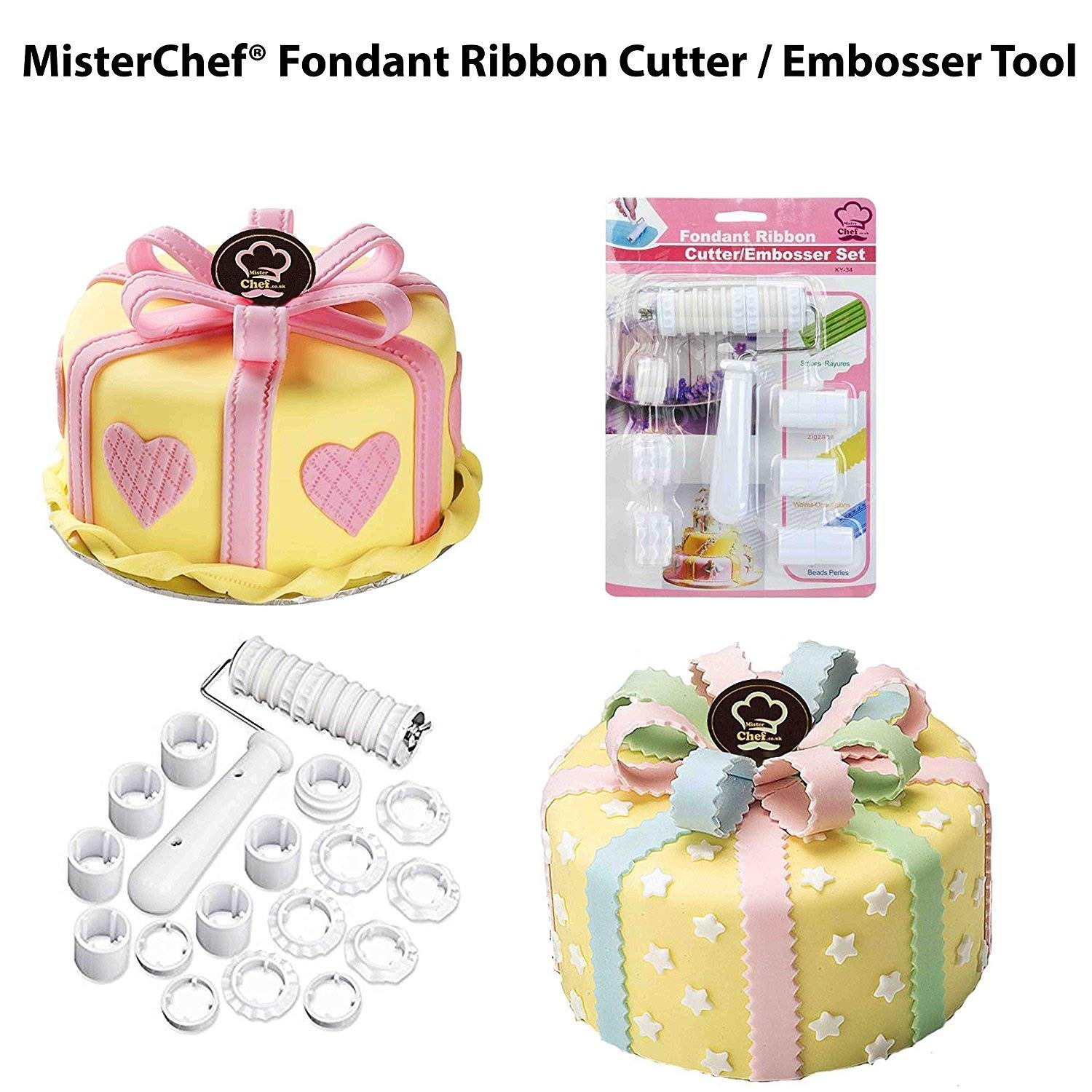 Misterchef Fondant Ribbon Cutter Roller Embossing Cake Decorating