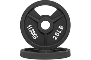 Signature Fitness Olympic Cast Iron 2-Inch Weight Plate for Strength Training & Weightlifting, Multiple Weights Available