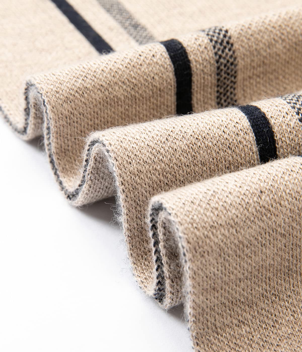 Villand Luxurious Mens Striped Merino Wool Scarf - Gift Box Wrapped Winter Soft Warm Thick Knitted Neckwear for Men