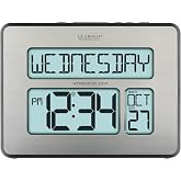 La Crosse Technology 513-1419BLv4-INT Backlight Atomic Full Calendar Clock with Extra Large Digits