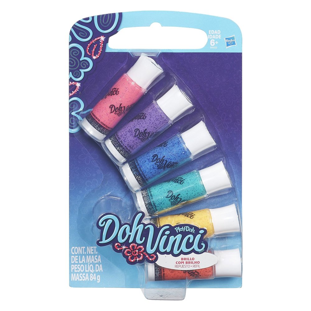 Play-Doh "DohVinci Sparkle Deco Pop Refill Tube (Pack of 6, Multi-Colour)