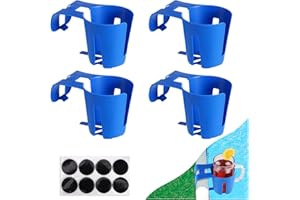 ESJAY Pool Cup Holders for Drinks, Poolside Accessories for above Ground Swimming Pool, 4 Plastic Non-slip Clip on Cup Drink Holder, Compatible with 2.5 Inch or Less Round Top Bar