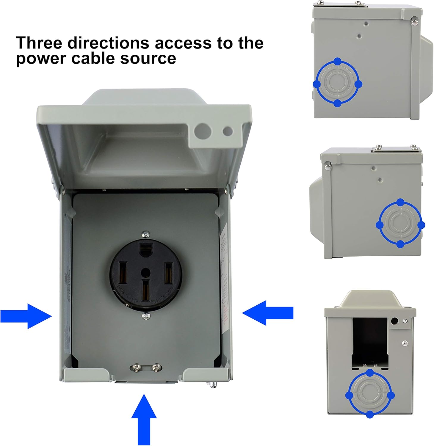 RVGUARD 50 Amp 125/250 Volt RV/EV Power Outlet Box, Enclosed Lockable Weatherproof Outdoor Electrical NEMA 14-50R Receptacle Panel, ETL Listed: Home Improvement