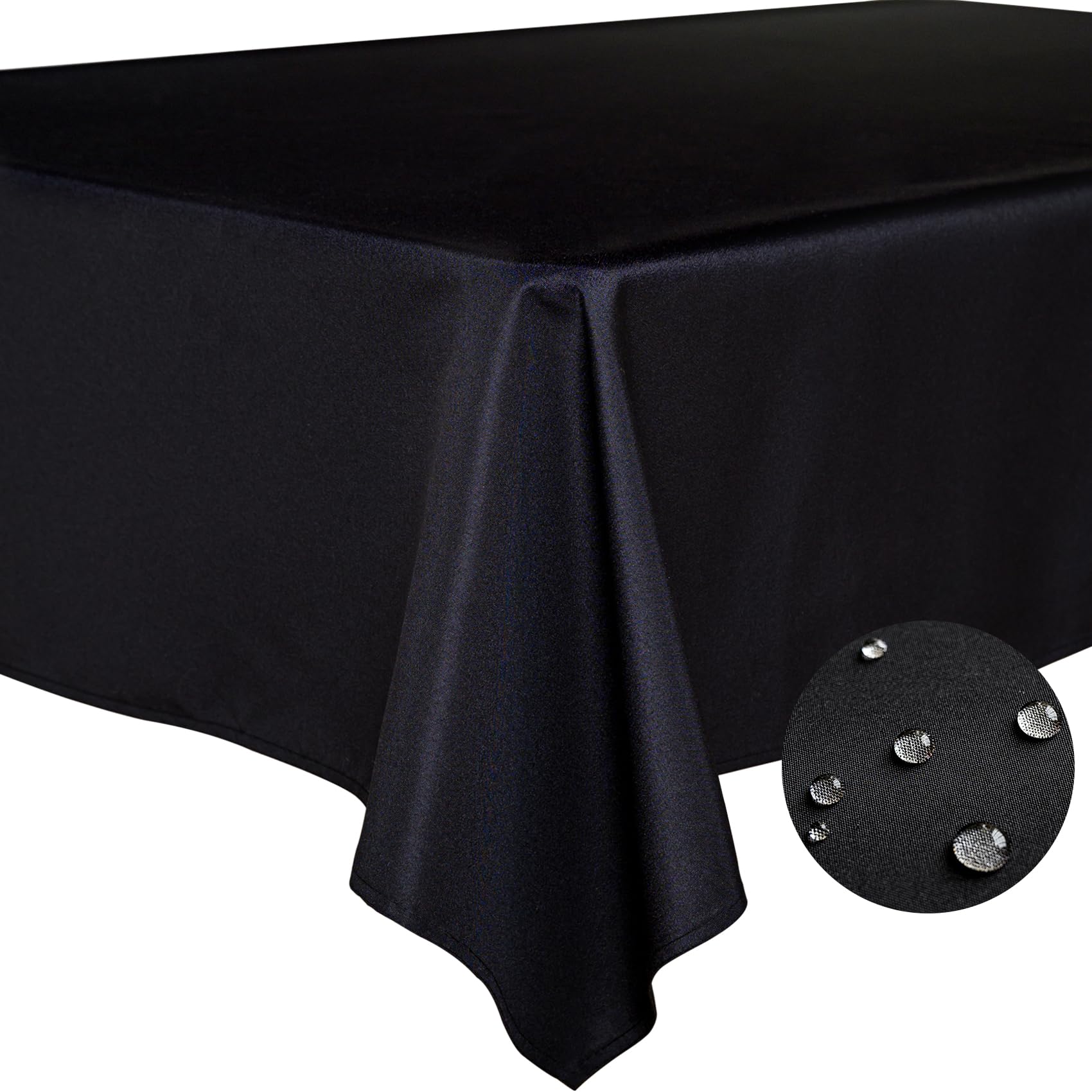 Photo 1 of BYDOLL Table Cloth Black 70x70 Inch Tablecloth for 6 Foot Square Tables Outdoor Washable Wrinkle Free and Spillproof Polyester Tablecloth for Festival Camping Picnic Party Cover